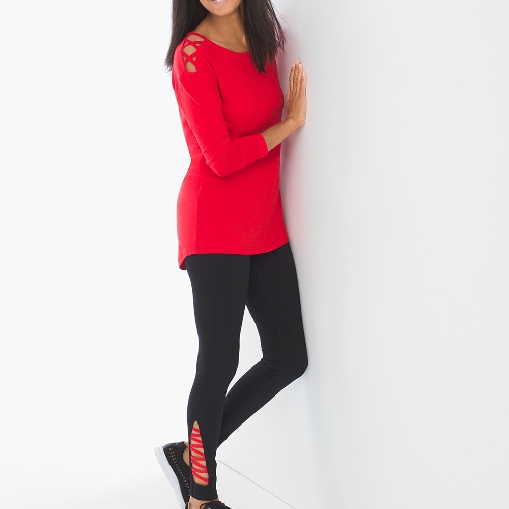 Chico’s Red Cutout Sleeve Top Size 2 (12/14)